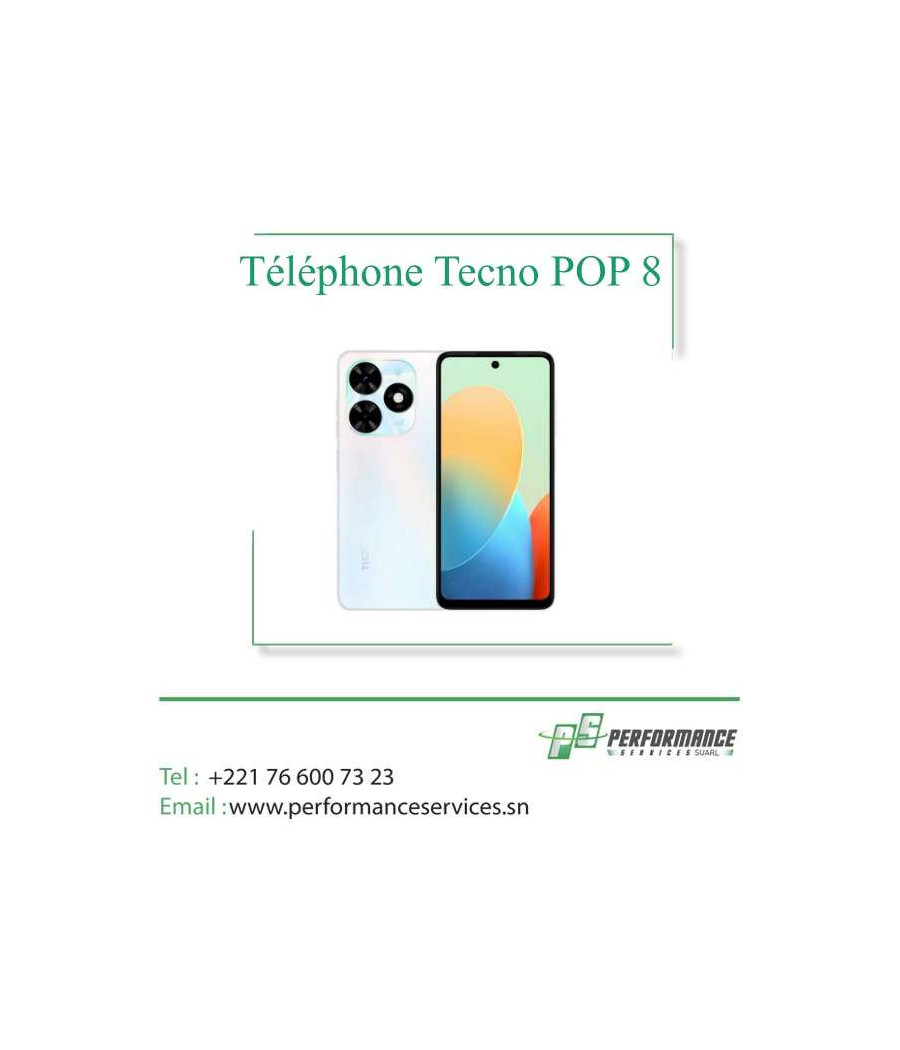 Téléphone Tecno POP 8 Ecran 6.6″ – Camera 13 Mp – Batterie 5000mAh
