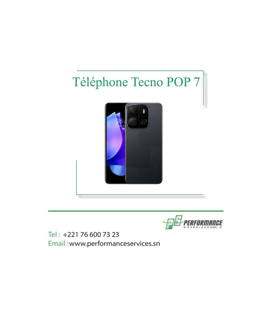 Téléphone Tecno POP 7 Dual Sim Écran 6.6 Pouce Mémoire 64Go Ram 2Go 4G