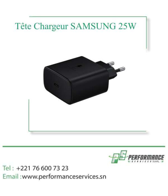 Tête Chargeur SAMSUNG Ultra Rapide 25W Type C Noir