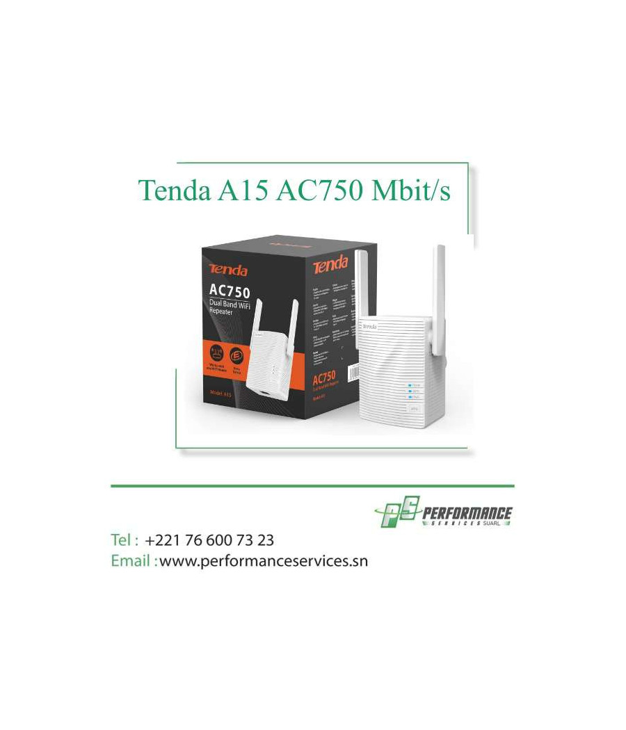 Répéteur Tenda A15 réseau AC750 Mbit/s Blanc