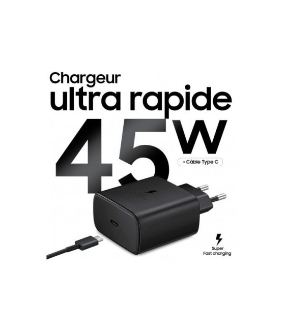 Chargeur Samsung Super fast Chagrin 45W + Cable C-C Pour Note Fold S U