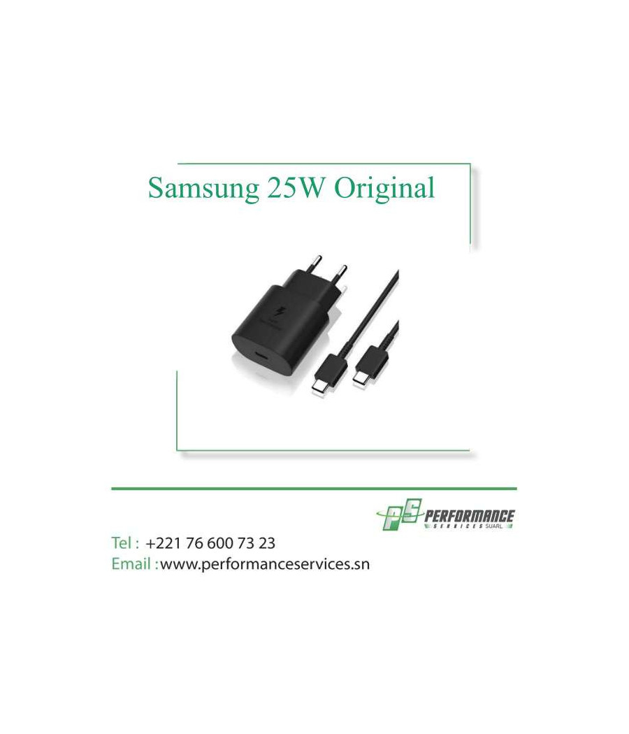 Chargeur rapide 25W compatible pour Samsung + câble USB-C 1 mètre Orig