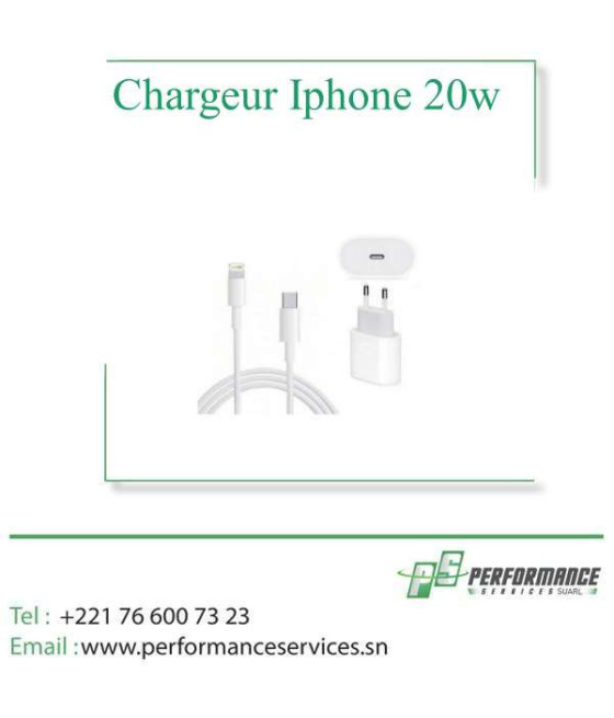Chargeur iPhone 20W USB-C Apple pour iPhone et iPad - Blanc Orignal