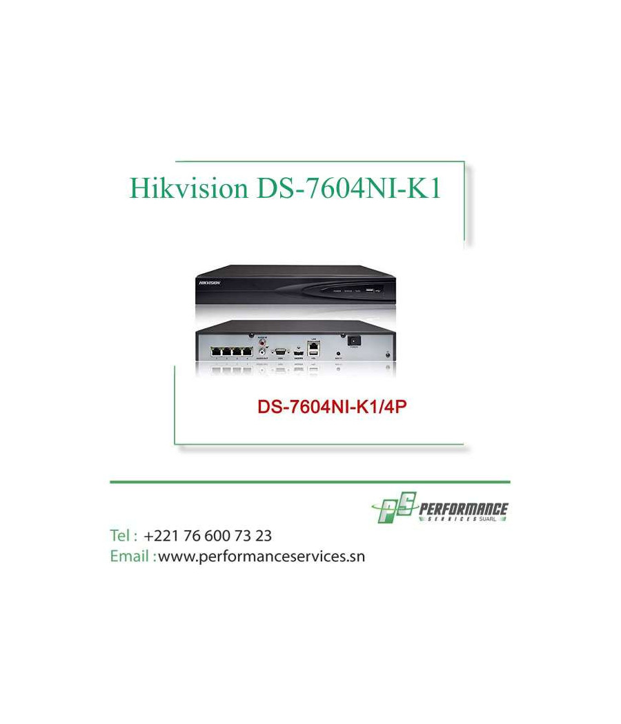 Caméra de Surveillances 4CH Nvr Hikvision DS-7604NI-K1-4P