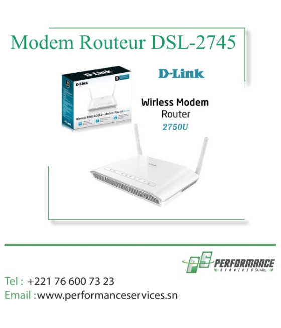 Modem Routeur  D-Link sans fil N300 ADSL2+ DSL-2745