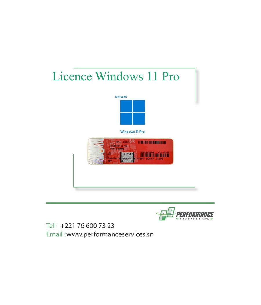 Licence Microsoft autocollant  Windows 11 Pro