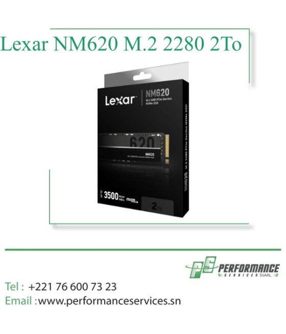 Disque Dur Interne Portable SSD Lexar NM620 M.2 2280 PCIe Gen 3x4 - 2To