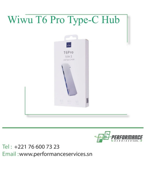 Adaptateur Wiwu Alpha T6 Pro Type-C Hub 5 en 1