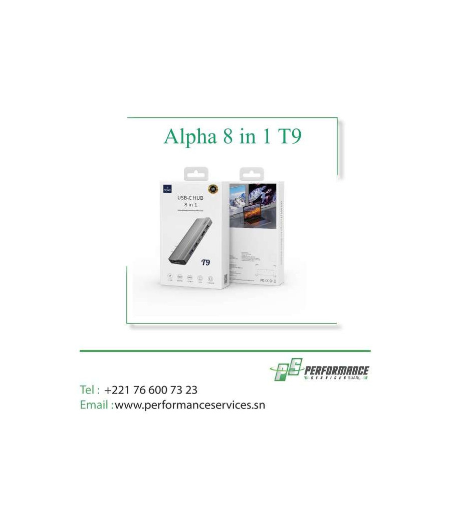 Adaptateur Wiwu Alpha 8 In1 USB-C Hub T9