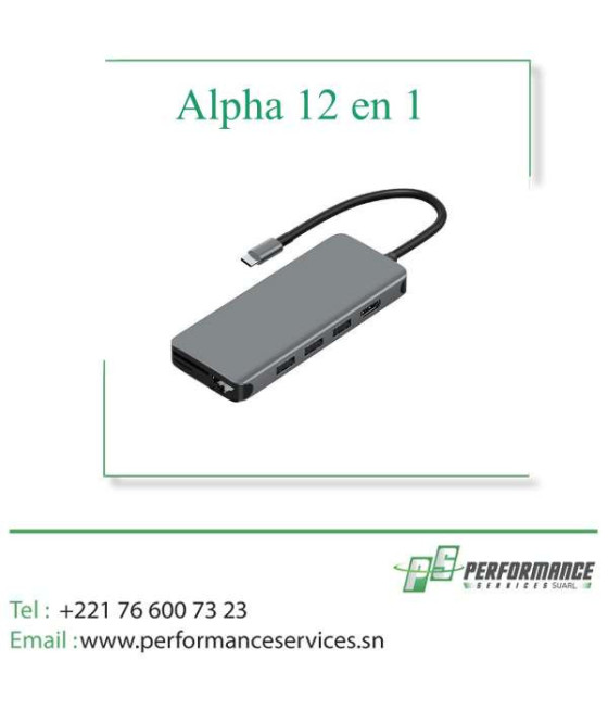 Adaptateur WiWU Alpha 12 en 1 USB C vers USB 3.0  Type-C