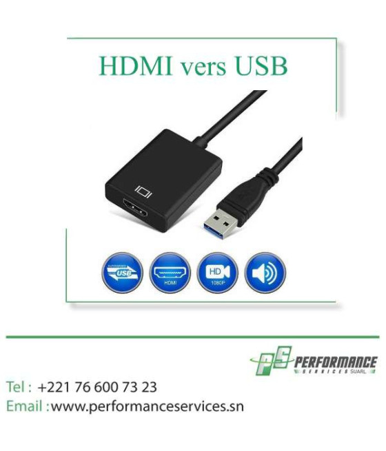 Convertisseur HDMI vers USB 3.0/2.0 vers HDMI 1081P Full HD