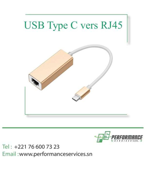 Adaptateur USB-C vers Ethernet USB Type C vers RJ45 Gigabit 100Mbps