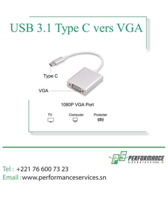 Convertisseur USB 3.1 Type C vers VGA