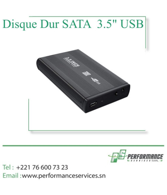 Boîtier Disque Dure  SATA Externe 3.5" USB 2.0