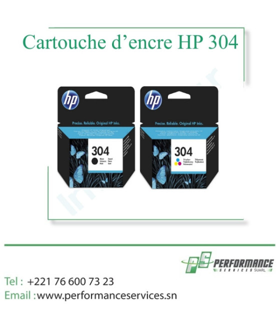 Cartouches d'encre authentiques HP 304 Deskjet noir et couleur