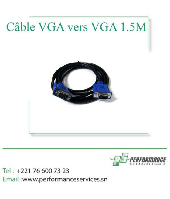 Câble VGA vers VGA 1.5M Noir
