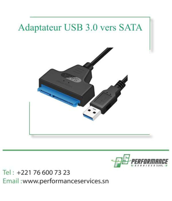 Adaptateur USB 3.0 vers SATA câble 22 broches pour disque dur HD 2.5 SSD HDD pilote SSD