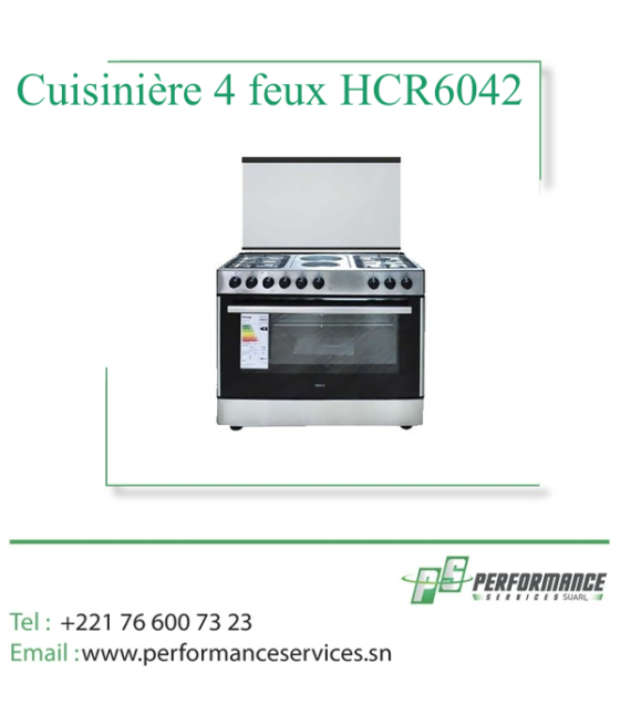 Cuisinière HAIER Mixte 4 feux à gaz+2 feux Electrique Inox 90/60 HCR6042