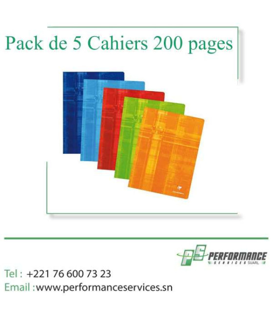 Pack de 5 Cahiers 200 pages simple
