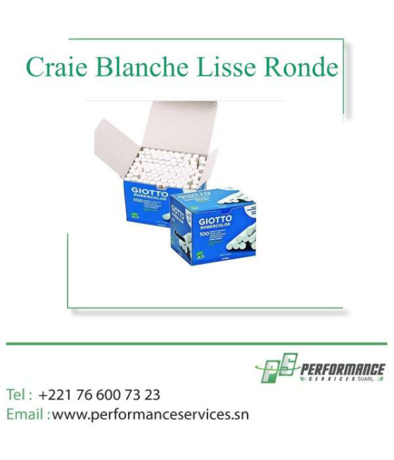 Craie Blanche Lisse Ronde Sans Poussière Blanc (Boîte De 100)
