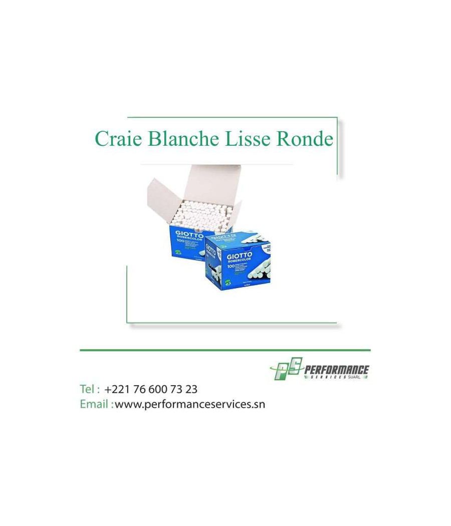 Craie Blanche Lisse Ronde Sans Poussière Blanc (Boîte De 100)