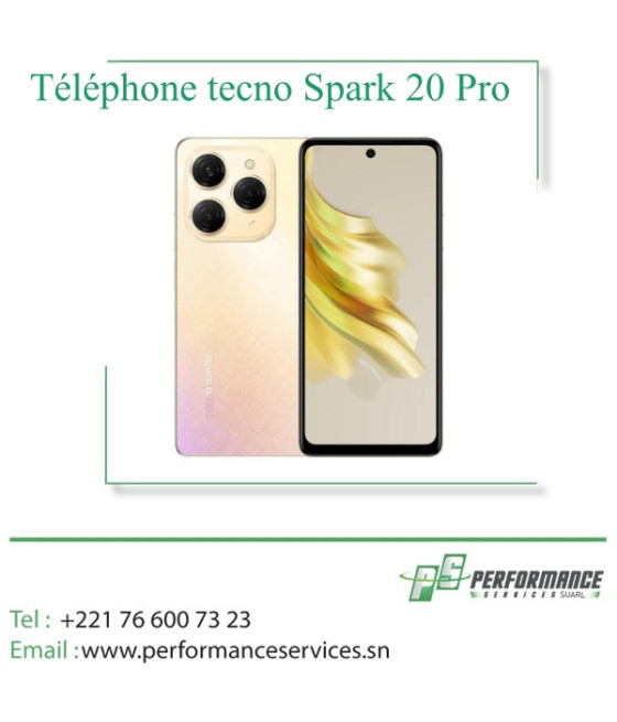 Téléphone tecno Spark 20 Pro Ecran 6.6″, Mémoire 256GO RAM 8GB