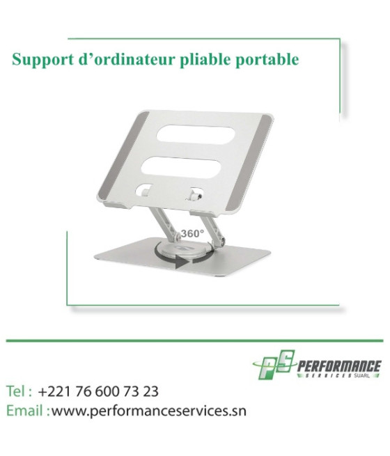 Support d’ordinateur pliable portable, réglable à 180°, avec rotation