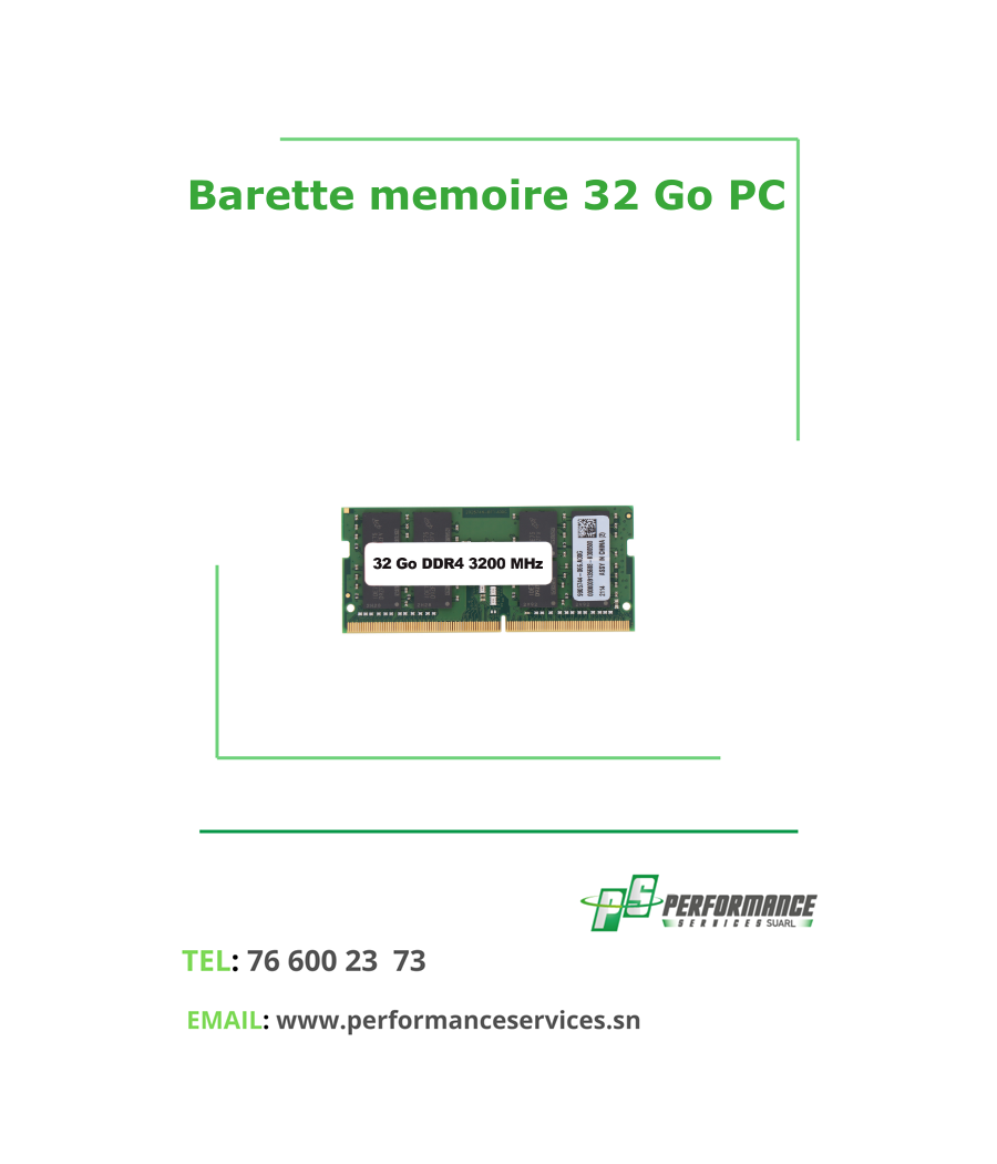 Barette mémoire 32 Go (2 x 16 Go) DDR4-3200 UDIMM pour ordinateur bure