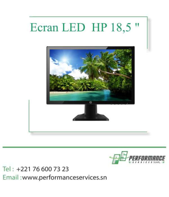 Ecran Moniteur LED  HP 18,5 pouces, résolution 1920x1080 (47cm)