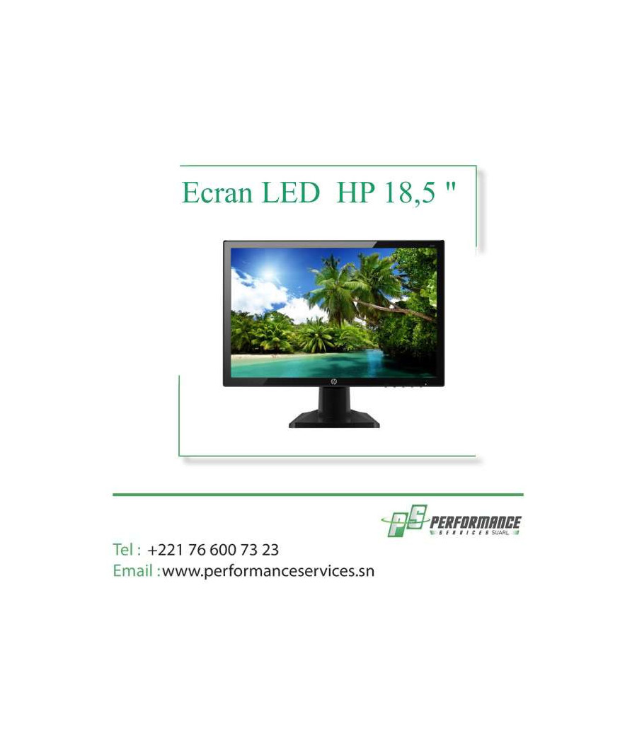 Ecran Moniteur LED  HP 18,5 pouces, résolution 1920x1080 (47cm)