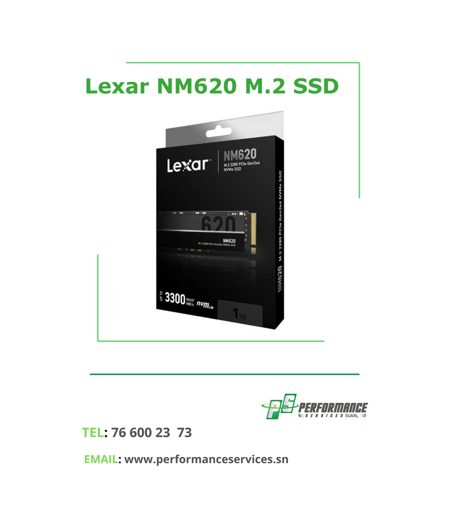 Disque Dur Interne SSD Lexar NM620 M.2 2280 PCIe Gen 3x4 - 2To