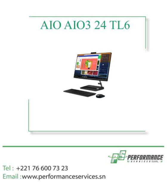 Ordinateur Lenovo AIO AIO3 24 TL6 Core i5-1135 G7, 8Go, 1TB HDD, 23.8" FHD