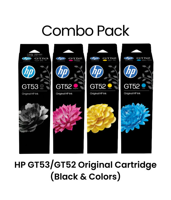 Bouteille d'encre HP noir et couleur (GT 53XL noir GT 52 C/M/Y), lot d