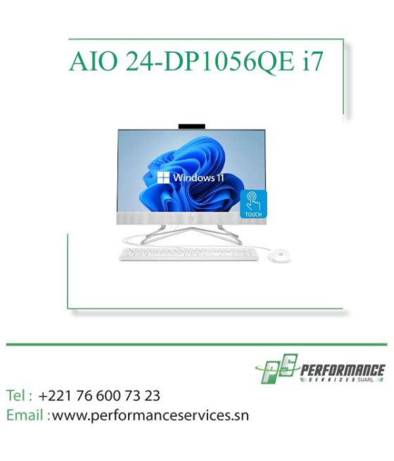 Ordinateur HP AIO 24-DP1056QE i7-1165G7 2,8 GHz 16 Go de RAM 1 To HDD + 256 Go SSD 24" Tactile FHD